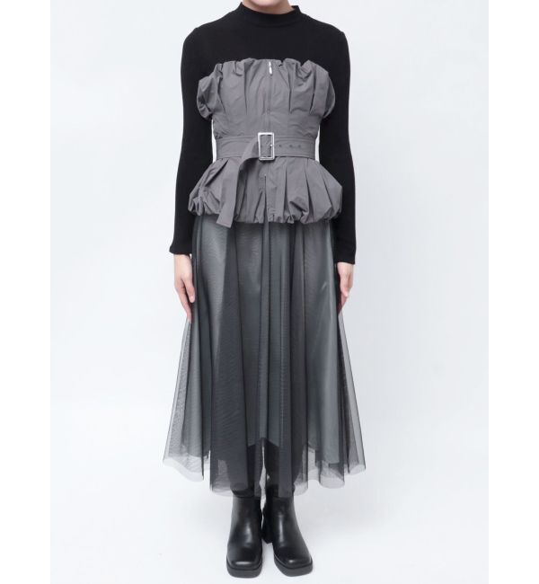 MERCURYDUO「バルーンビスチェドッキングワンピース」|ワンピース|