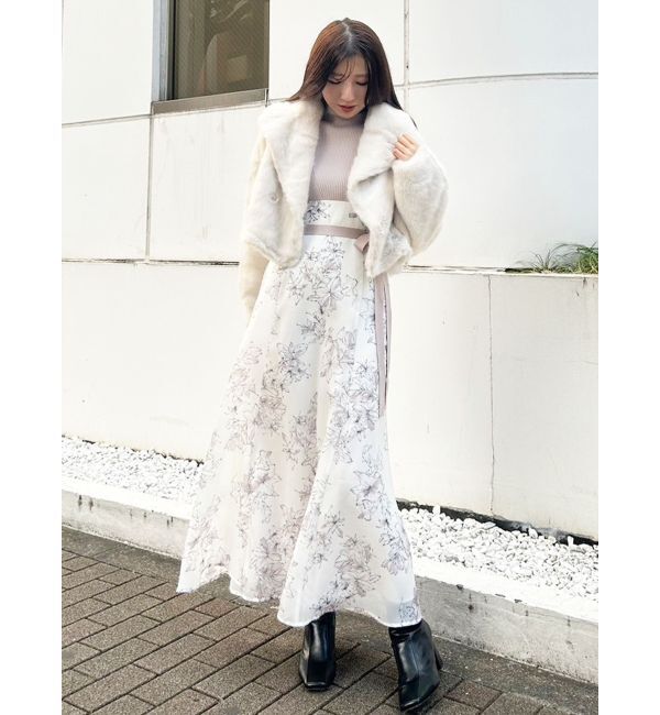 MERCURYDUO「フラワードッキングロングスリーブワンピース」|ワンピース|