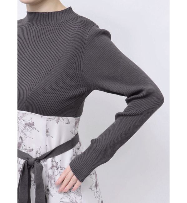 MERCURYDUO「フラワードッキングロングスリーブワンピース」|ワンピース|