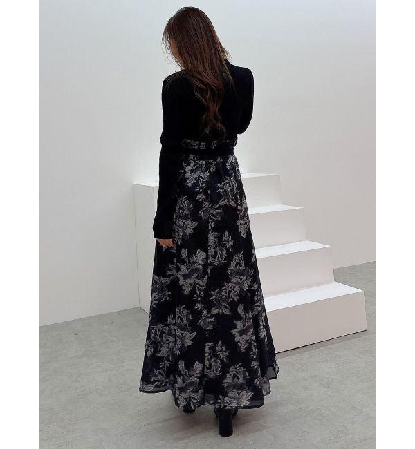 MERCURYDUO「フラワードッキングロングスリーブワンピース」|ワンピース|