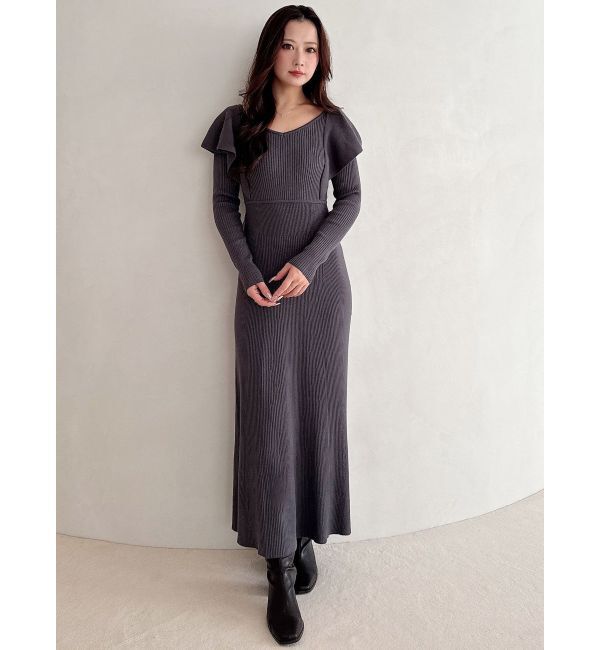 MERCURYDUO「2WAYラッフルマーメイドニットワンピース」|ワンピース|