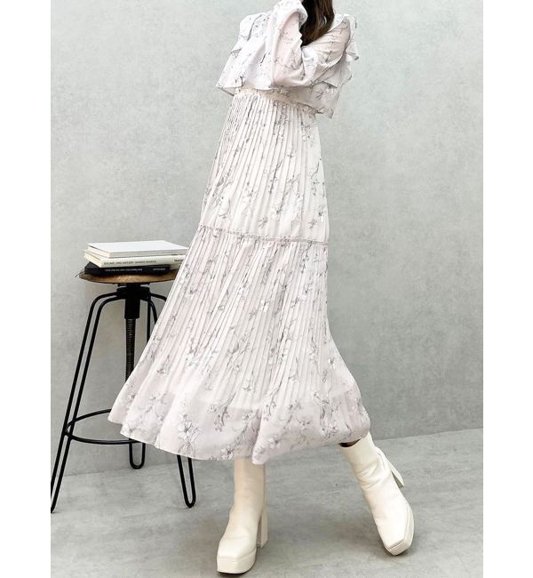 MERCURYDUO「花柄プリーツティアードワンピース」|ワンピース|