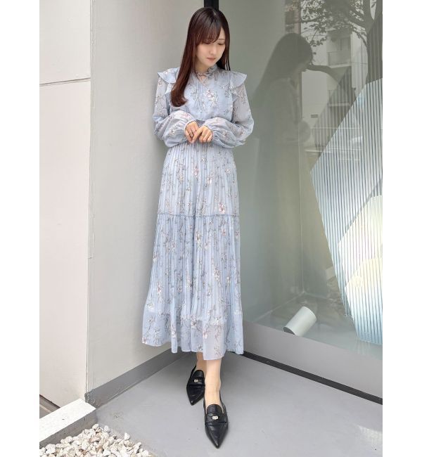 MERCURYDUO「花柄プリーツティアードワンピース」|ワンピース|