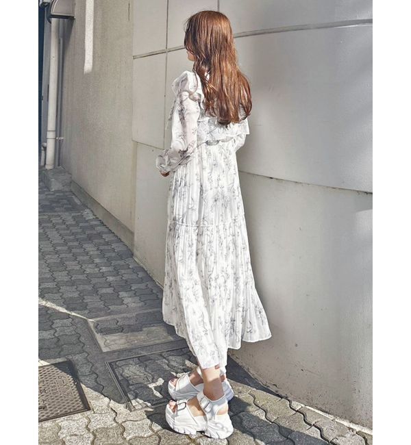 MERCURYDUO「花柄プリーツティアードワンピース」|ワンピース|