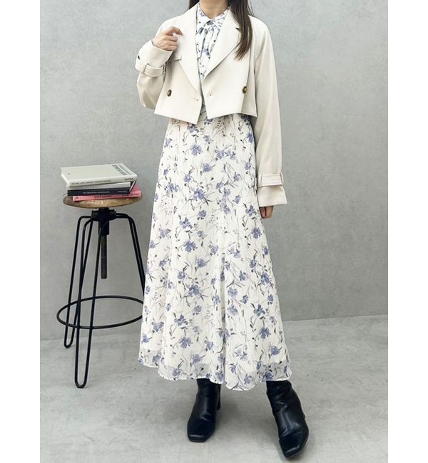 MERCURYDUO「ラッフルフラワープリントワンピース」|ワンピース|