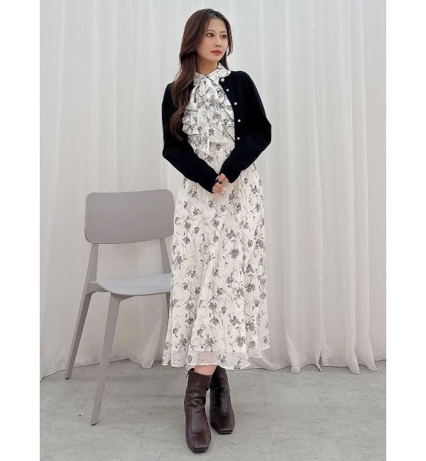 MERCURYDUO「ラッフルフラワープリントワンピース」|ワンピース|