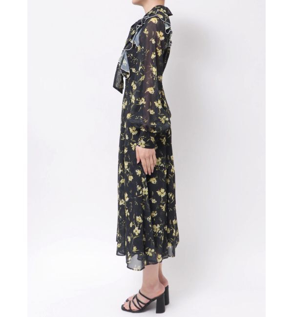 MERCURYDUO「ラッフルフラワープリントワンピース」|ワンピース|