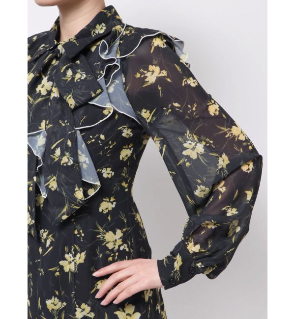 MERCURYDUO「ラッフルフラワープリントワンピース」|ワンピース|