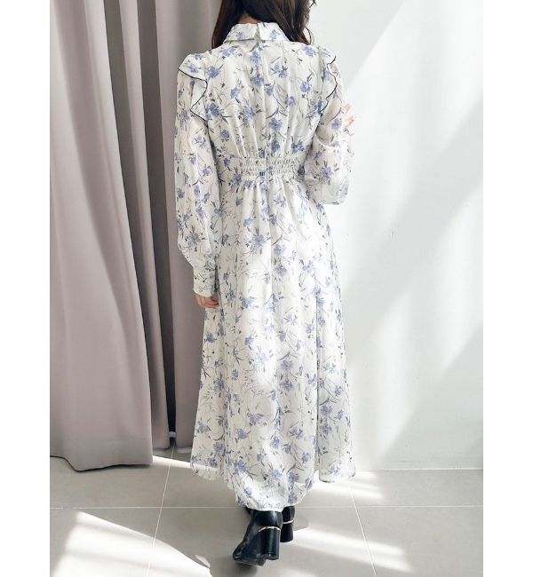 MERCURYDUO「ラッフルフラワープリントワンピース」|ワンピース|