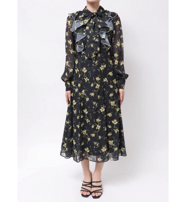 MERCURYDUO「ラッフルフラワープリントワンピース」|ワンピース|