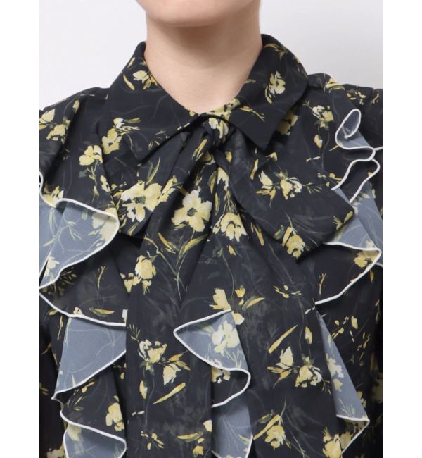 MERCURYDUO「ラッフルフラワープリントワンピース」|ワンピース|