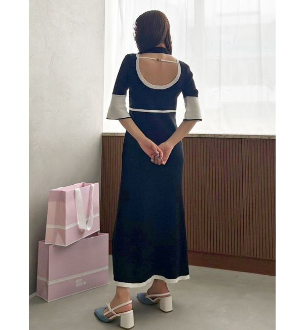 MERCURYDUO「【MARY QUANTコラボ】バックシャンデイジーストラップマーメイドニットワンピース」|ワンピース|