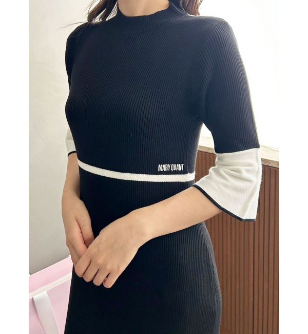 MERCURYDUO「【MARY QUANTコラボ】バックシャンデイジーストラップマーメイドニットワンピース」|ワンピース|ブラック