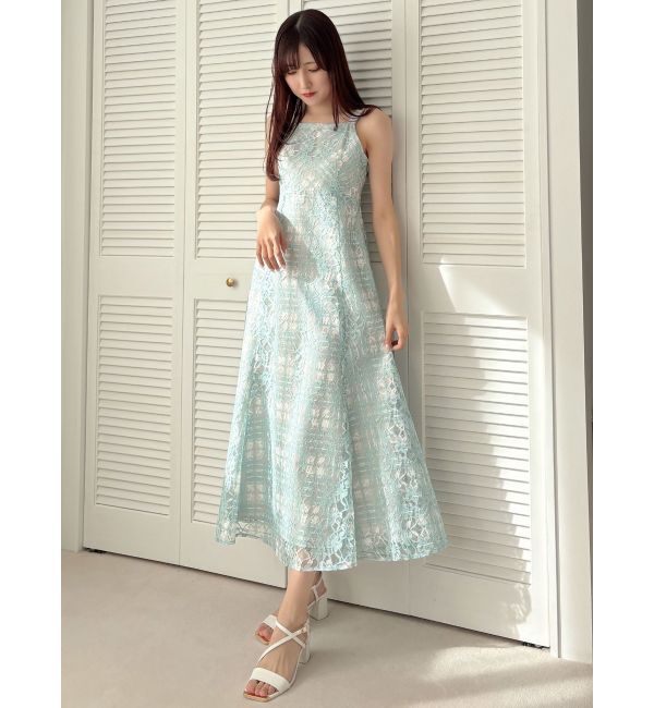 MERCURYDUO「レースチェックプリントバックシャンワンピース」|ワンピース|