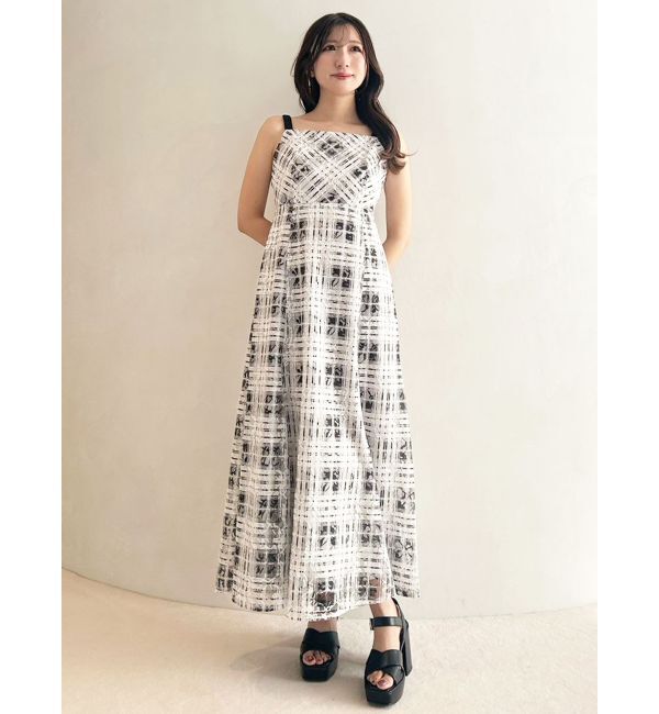 MERCURYDUO「レースチェックプリントバックシャンワンピース」|ワンピース|
