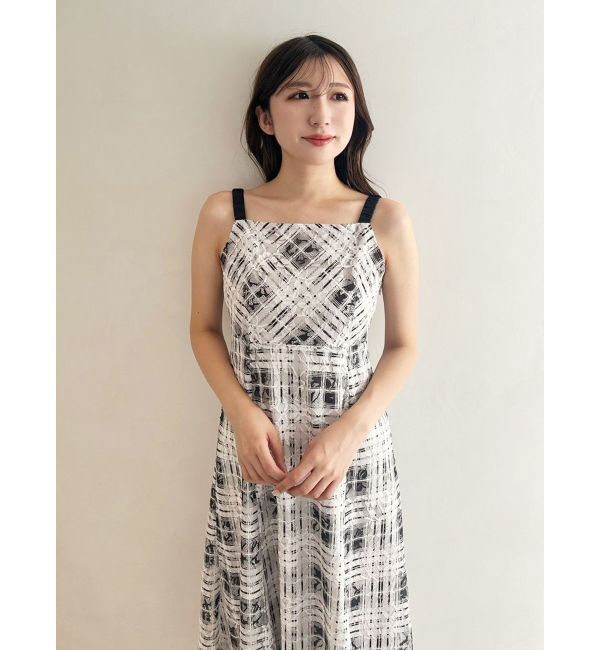 MERCURYDUO「レースチェックプリントバックシャンワンピース」|ワンピース|