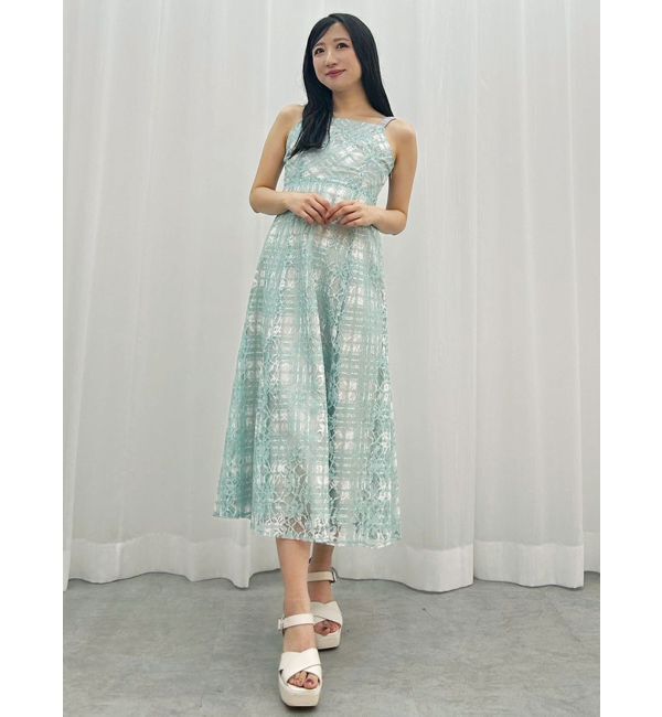 MERCURYDUO「レースチェックプリントバックシャンワンピース」|ワンピース|