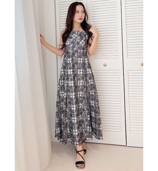 MERCURYDUO「レースチェックプリントバックシャンワンピース」|ワンピース|