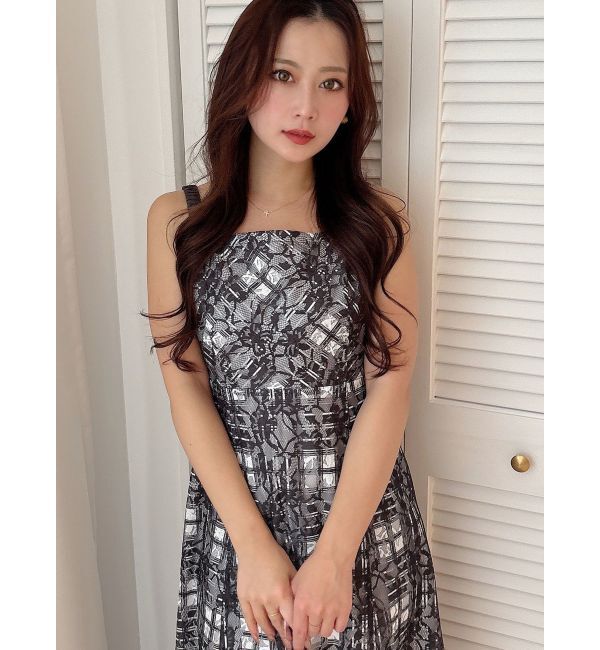 MERCURYDUO「レースチェックプリントバックシャンワンピース」|ワンピース|