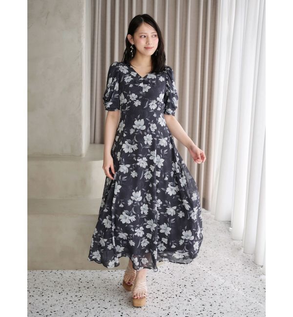 MERCURYDUO「フラワーギャザースリーブワンピース」|ワンピース|