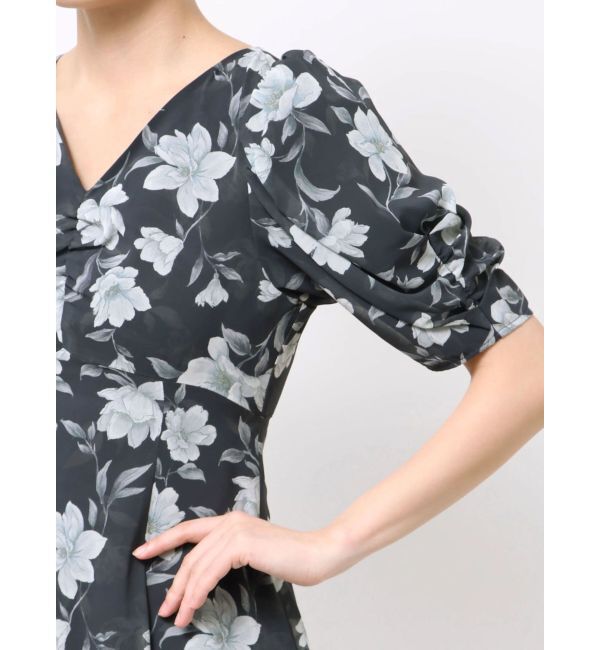 MERCURYDUO「フラワーギャザースリーブワンピース」|ワンピース|