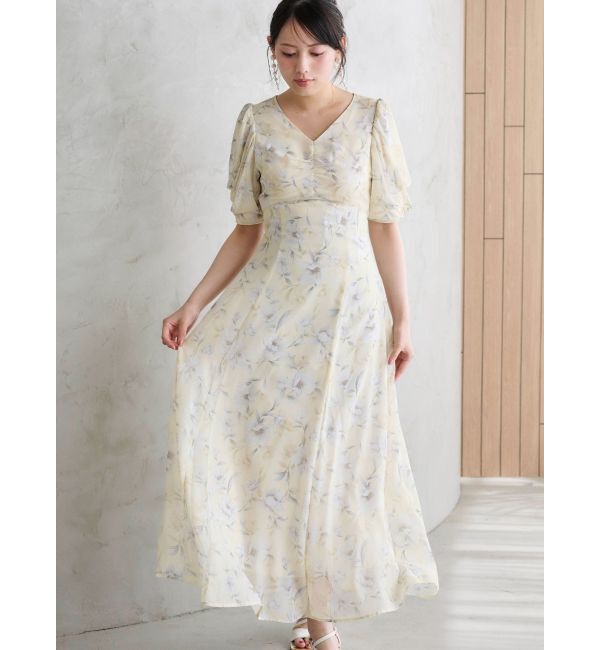 MERCURYDUO「フラワーギャザースリーブワンピース」|ワンピース|