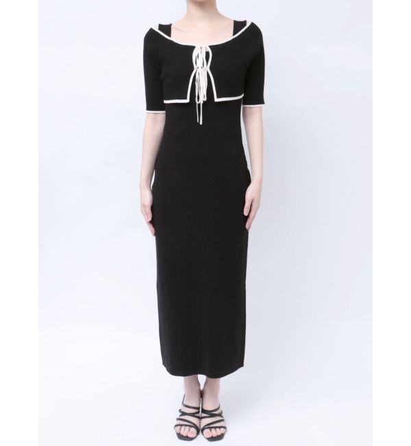 MERCURYDUO「3WAY配色ストラップバッククロスハーフスリーブワンピース」|ワンピース|