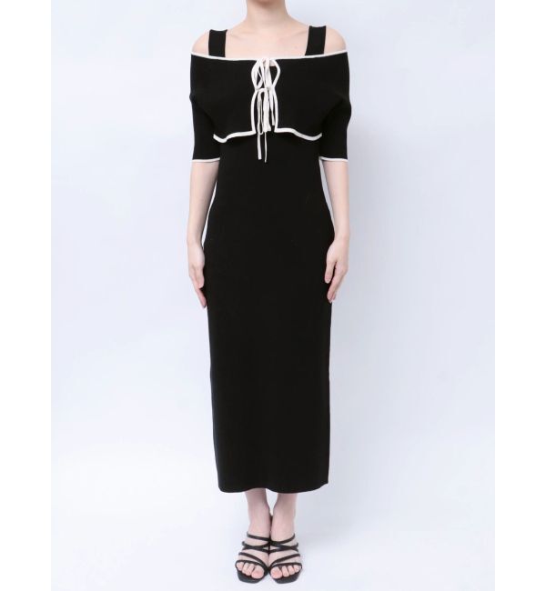 MERCURYDUO「3WAY配色ストラップバッククロスハーフスリーブワンピース」|ワンピース|