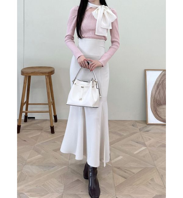 MERCURYDUO「異素材リボンカットアウトニット」|ニット・セーター|