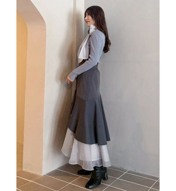 MERCURYDUO「異素材リボンカットアウトニット」|ニット・セーター|