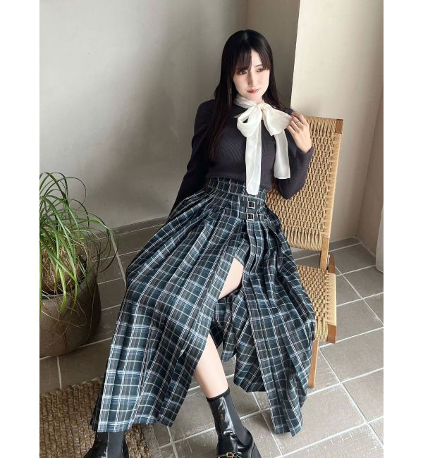 MERCURYDUO「異素材リボンカットアウトニット」|ニット・セーター|