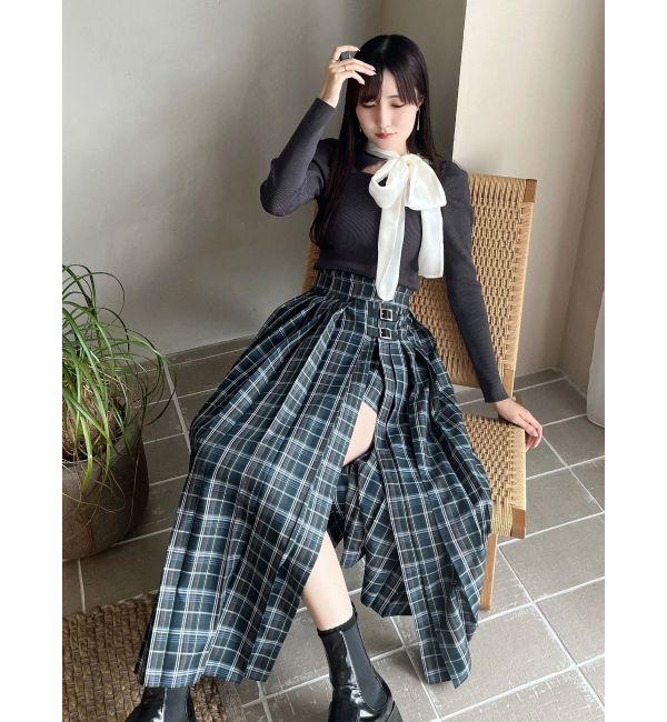 MERCURYDUO「異素材リボンカットアウトニット」|ニット・セーター|