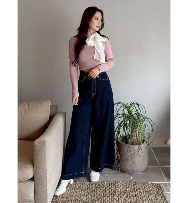 MERCURYDUO「異素材リボンカットアウトニット」|ニット・セーター|