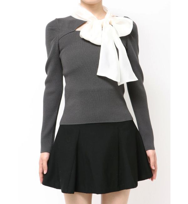 MERCURYDUO「異素材リボンカットアウトニット」|ニット・セーター|