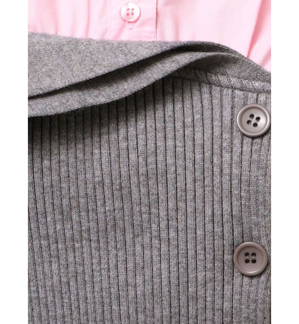 MERCURYDUO「【WEB限定カラーあり】シャツレイヤード風ニットドッキングミニワンピース」|ワンピース|