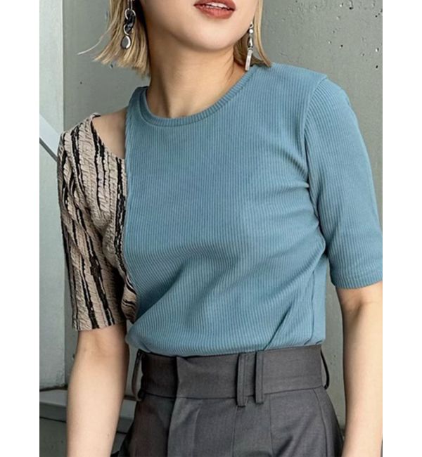 MURUA「ドッキングカットアウトトップス」|Tシャツ・カットソー|ブルー