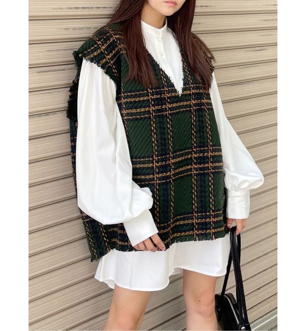 MURUA「オリジナルツイードシャツワンピース【2way】」|ワンピース|グリーン