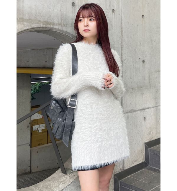 MURUA「スパンコールフェザーニットミニワンピース」|ワンピース|