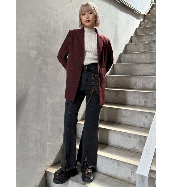 MURUA「レースアップフレアデニム」|デニム|