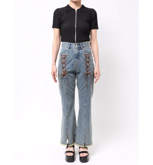 MURUA「レースアップフレアデニム」|デニム|