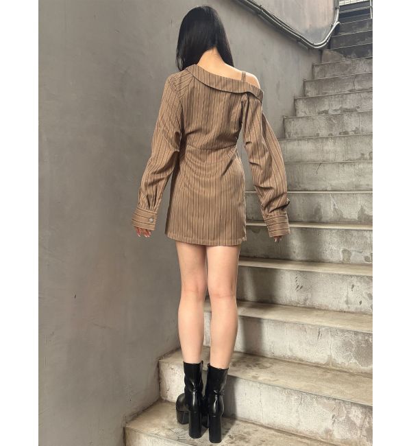 MURUA「アシメショルダーミニシャツワンピース」|ワンピース|