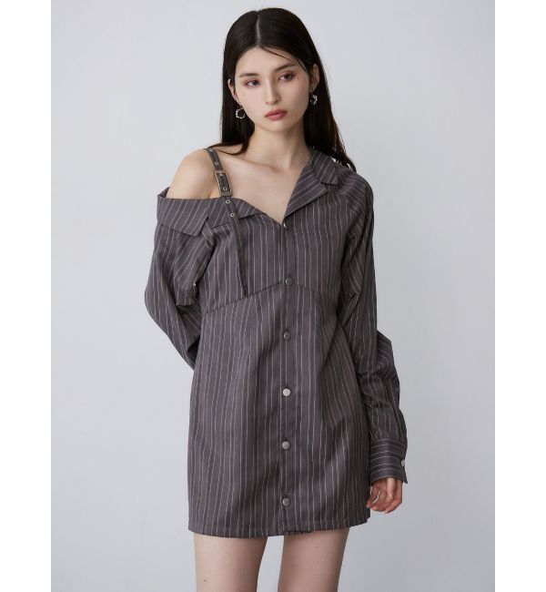 MURUA「アシメショルダーミニシャツワンピース」|ワンピース|