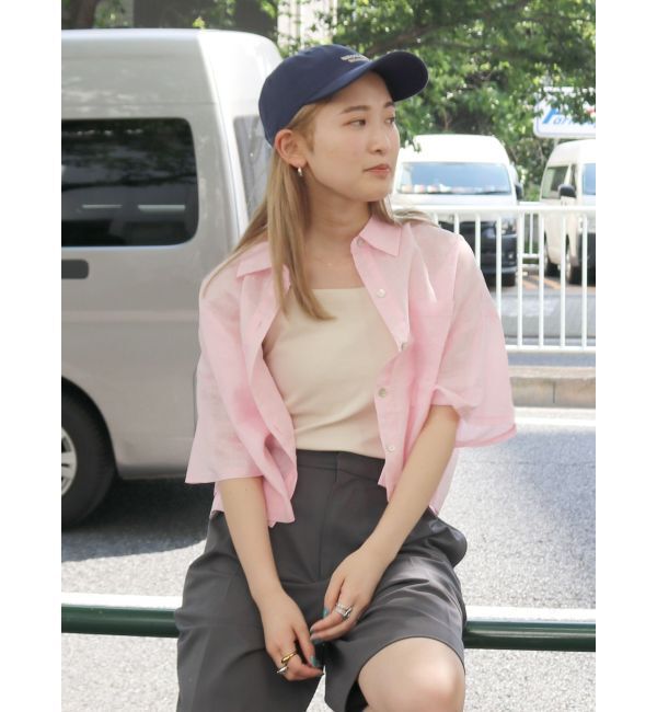 Ungrid「リネン混ショートデザインハーフスリーブシャツ」|シャツ・ブラウス|