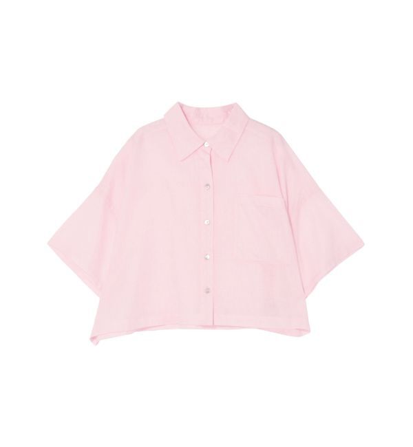 Ungrid「リネン混ショートデザインハーフスリーブシャツ」|シャツ・ブラウス|