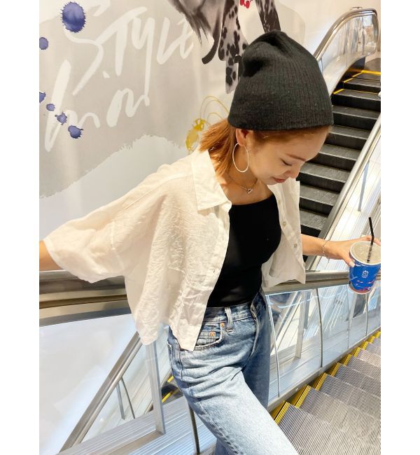 Ungrid「リネン混ショートデザインハーフスリーブシャツ」|シャツ・ブラウス|