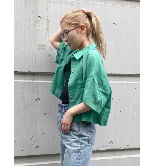 Ungrid「リネン混ショートデザインハーフスリーブシャツ」|シャツ・ブラウス|