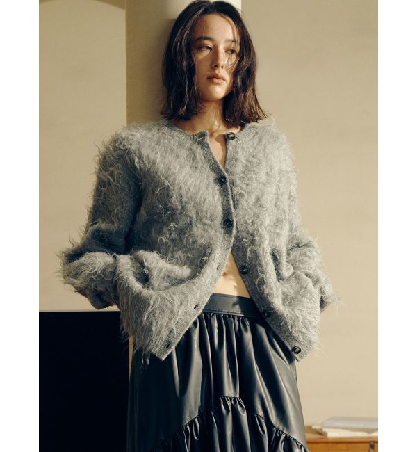 Ungrid「フェザーヤーンニットカーデ」|カーディガン|ライトグレー