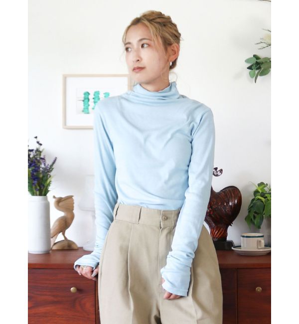 Ungrid「ハイネックシアーロングスリーブTee」|Tシャツ・カットソー|ブルー