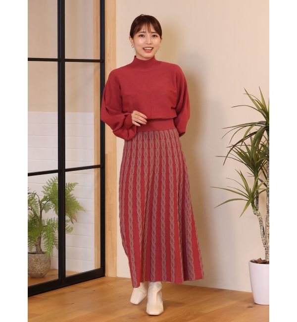 LAGUNAMOON「ダイヤ柄フィットアンドフレアニットワンピース」|ワンピース|