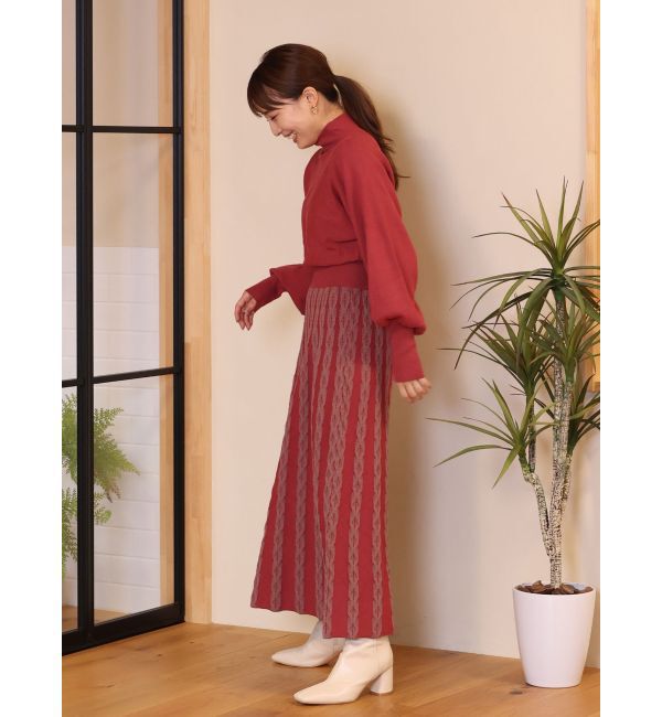 LAGUNAMOON「ダイヤ柄フィットアンドフレアニットワンピース」|ワンピース|